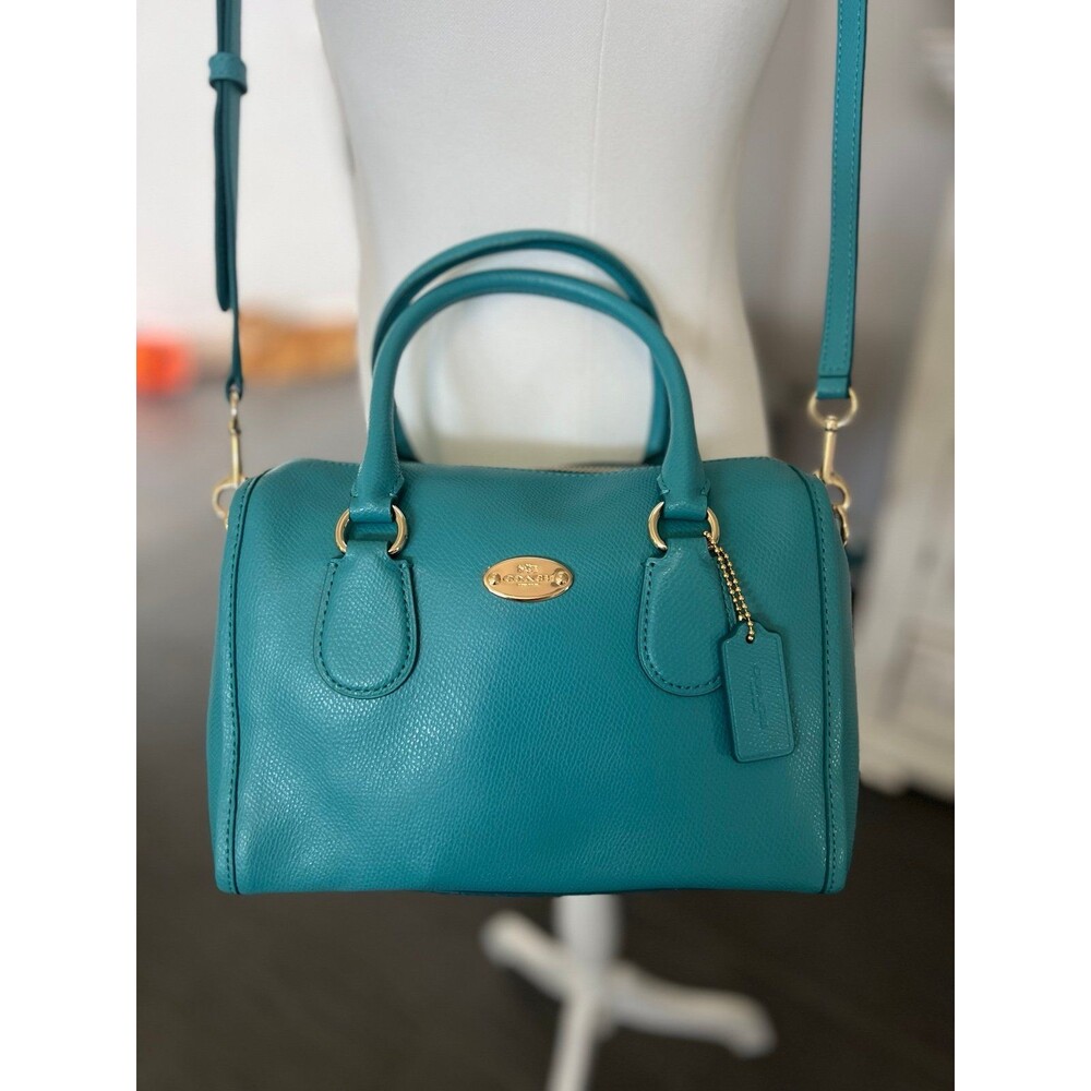 Coach Turquoise Leather Mini Crossbody Handbag #282